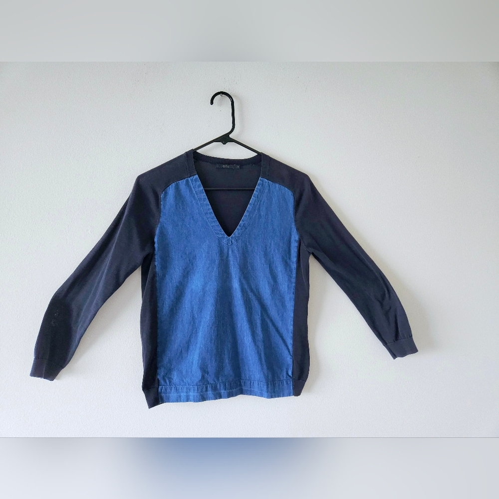 💙 COS 💙denim and black cotton top long sleeves size small 💙